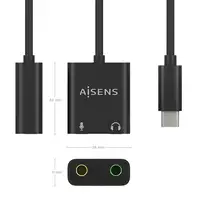 AISENS Conversor USB-C a Audio 48KHz, USB-C/M-2xJack 3.5/H, Negro, 10 cm