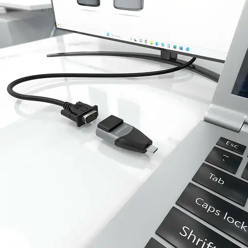 AISENS Adaptador Conversor Aluminio USB-C a VGA, USB-C/M-HDB15/H, Gris