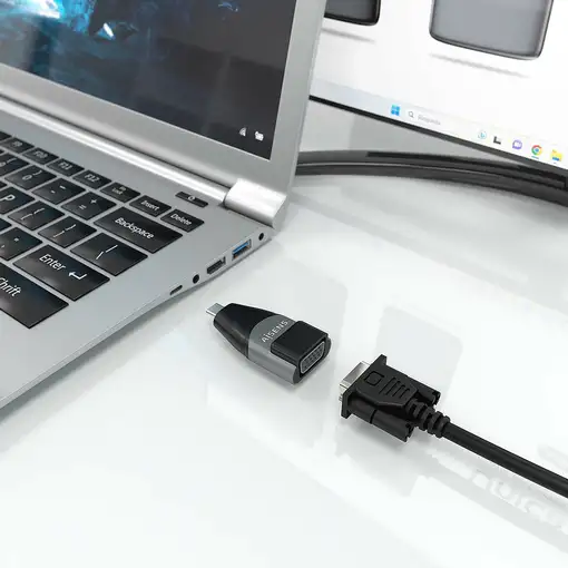 AISENS Adaptador Conversor Aluminio USB-C a VGA, USB-C/M-HDB15/H, Gris