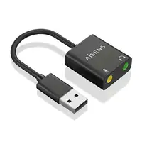 AISENS Conversor USB-A a Audio 48KHz, USB-A/M-2xJack 3.5/H, Negro, 10 cm