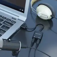 AISENS Conversor USB-A a Audio 48KHz, USB-A/M-2xJack 3.5/H, Negro, 10 cm
