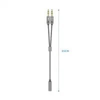 AISENS Cable Adaptador Audio Jack 3.5 4pines/H-2xjack 3.5 3pines/M, Gris, 25cm