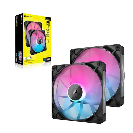Corsair iCUE LINK RX140 RGB Carcasa del ordenador Ventilador 14 cm Negro 2 pieza(s