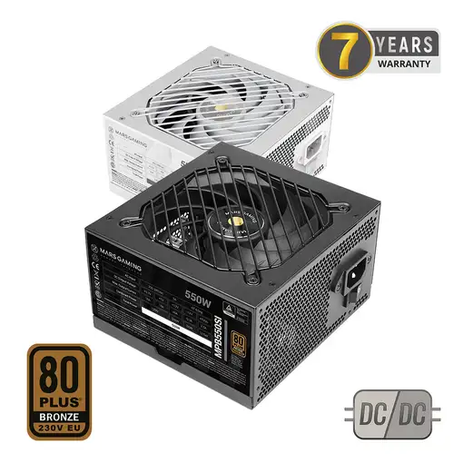 Mars Gaming MPB550SI, Fuente Alimentación PC ATX 550W, 7 Años Garantía, 80Plus Bro