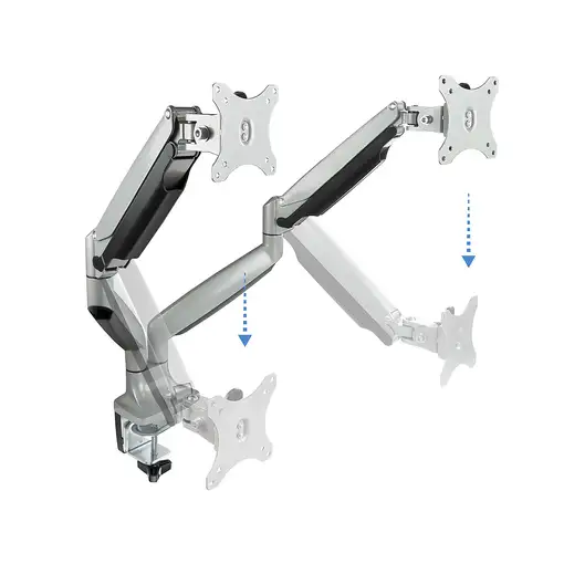 TooQ Soporte de Mesa Giratorio e Inclinable para 2 Pantallas (Monitor / TV Plasma