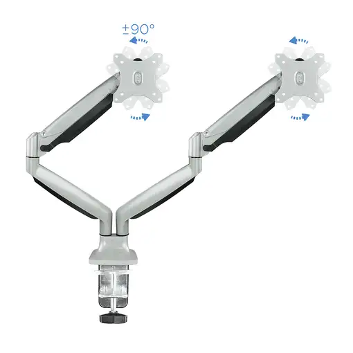 TooQ Soporte de Mesa Giratorio e Inclinable para 2 Pantallas (Monitor / TV Plasma