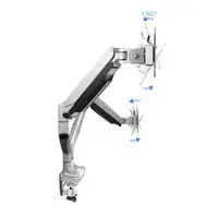 TooQ Soporte de Mesa Giratorio e Inclinable para 2 Pantallas (Monitor / TV Plasma