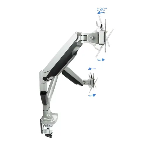 TooQ Soporte de Mesa Giratorio e Inclinable para 2 Pantallas (Monitor / TV Plasma