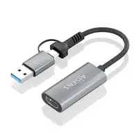AISENS Conversor Aluminio USB-A+USB-C A HDMI 1080P@60Hz, USB-A/M+USB-C/M-HDMI/H, G