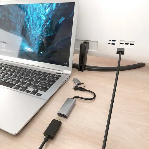AISENS Conversor Aluminio USB-A+USB-C A HDMI 1080P@60Hz, USB-A/M+USB-C/M-HDMI/H, G