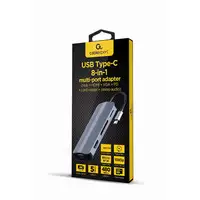 Gembird Adaptador combinado USB tipo C 8 en 1 (Hub + HDMI + PD + lector de tarjeta