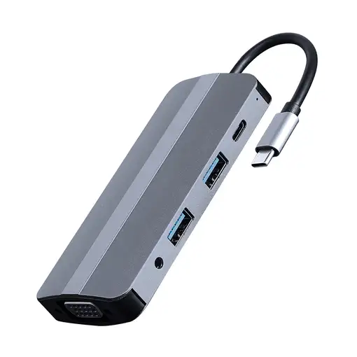Gembird Adaptador combinado USB tipo C 8 en 1 (Hub + HDMI + PD + lector de tarjeta