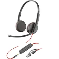 POLY Auriculares Blackwire 3225 estéreo USB-C + conector de 3,5 mm + adaptador USB