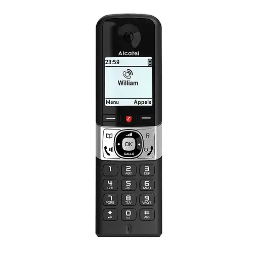 Alcatel F890 Teléfono DECT Identificador de llamadas Negro, Plata
