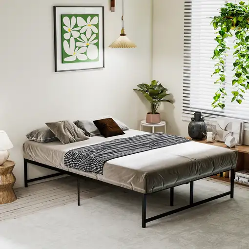 Marco de Cama Doble de Metal para Colchón 135x190 cm con Patas de 35 cm HOMCOM