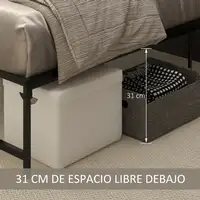 Marco de Cama Doble de Metal para Colchón 135x190 cm con Patas de 35 cm HOMCOM