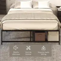 Marco de Cama Doble de Metal para Colchón 135x190 cm con Patas de 35 cm HOMCOM