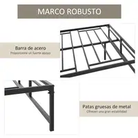 Marco de Cama Doble de Metal para Colchón 135x190 cm con Patas de 35 cm HOMCOM