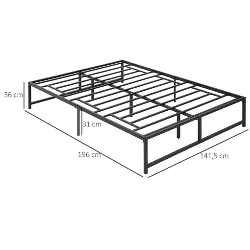 Marco de Cama Doble de Metal para Colchón 135x190 cm con Patas de 35 cm HOMCOM