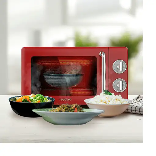 Cecotec 01710 microondas Rojo, Acero inoxidable Microondas con grill Encimera 20 L