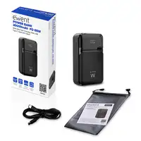 Ewent Power Bank de 65W y 20,000 mAh – Batería Externa de Carga Rápida con Entrada