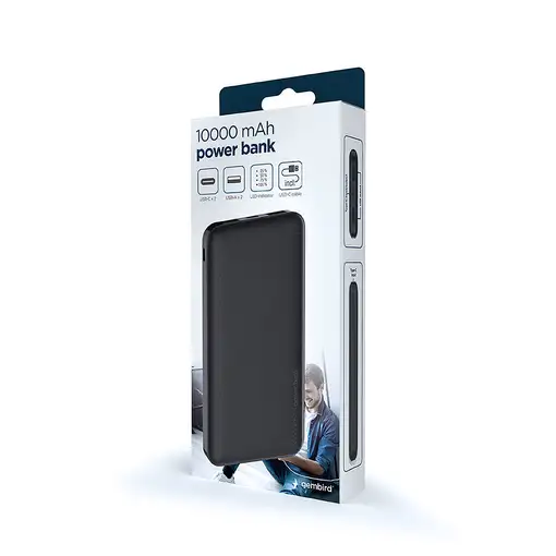 Gembird PB10-02 batería externa Polímero de litio 10000 mAh Negro
