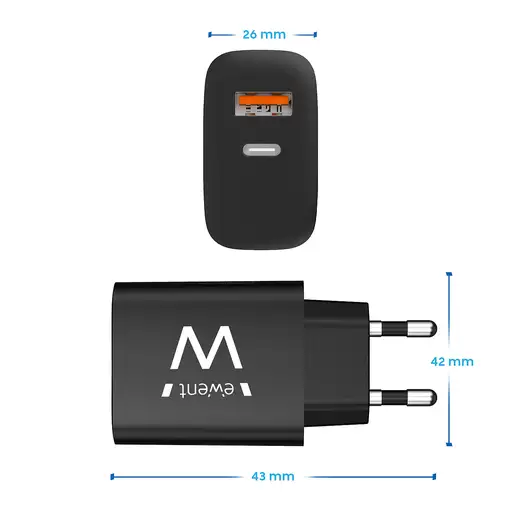 Ewent EW1319 cargador de dispositivo móvil Universal Negro Corriente alterna Carga