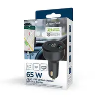 Gembird TA-UC-AC2PD65LCD-CAR-01 cargador de dispositivo móvil Universal Negro Ence