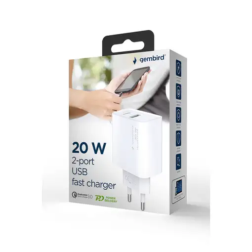 Gembird TA-UC-PDQC20-01-W cargador de dispositivo móvil Universal Blanco Corriente