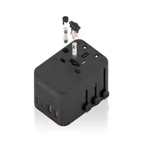 AISENS Adaptador Enchufe Universal Para Viaje EU/USA/UK/AU Con Cargador USB GaN, 2