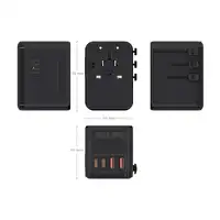 AISENS Adaptador Enchufe Universal Para Viaje EU/USA/UK/AU Con Cargador USB GaN, 2