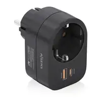 AISENS Regleta De Pared Multifuncion Con 1 Toma + 1xUSB-C 20W PD3.0, 1xUSB-A 20W Q