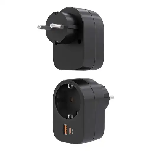 AISENS Regleta De Pared Multifuncion Con 1 Toma + 1xUSB-C 20W PD3.0, 1xUSB-A 20W Q