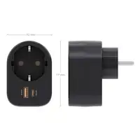 AISENS Regleta De Pared Multifuncion Con 1 Toma + 1xUSB-C 20W PD3.0, 1xUSB-A 20W Q