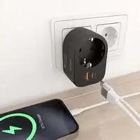 AISENS Regleta De Pared Multifuncion Con 1 Toma + 1xUSB-C 20W PD3.0, 1xUSB-A 20W Q