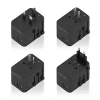 AISENS Adaptador Enchufe Universal Para Viaje EU/USA/UK/AU Con Cargador USB GaN, 2