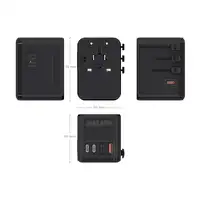 AISENS Adaptador Enchufe Universal Para Viaje EU/USA/UK/AU Con Cargador USB GaN, 2