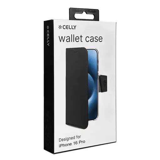 Celly WALLY1079 funda para teléfono móvil 16 cm (6.3") Funda cartera Negro