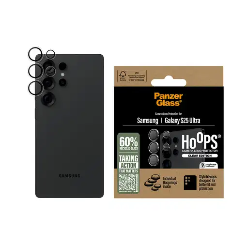 PanzerGlass ® Hoops® Transparent Camera Lens Protector Samsung Galaxy S25 Ultra Pr