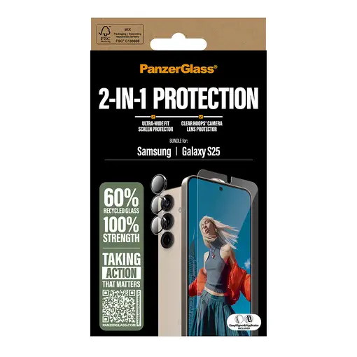 PanzerGlass ® 2-in-1 Protection Bundle Samsung Galaxy S25 Protector de pantalla 1