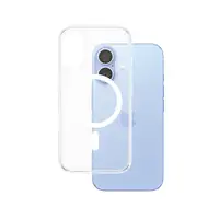 PanzerGlass ® HardCase Transparent w. White MagSafe iPhone 16 funda para teléfono