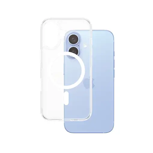 PanzerGlass ® HardCase Transparent w. White MagSafe iPhone 16 funda para teléfono