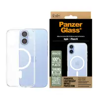 PanzerGlass ® HardCase Transparent w. White MagSafe iPhone 16 funda para teléfono