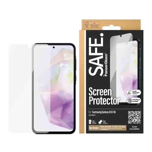 PanzerGlass SAFE. by ® Screen Protector Samsung Galaxy A35 5G | Ultra-Wide Fit w.