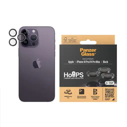 PanzerGlass ® Hoops® Black Camera Lens Protector iPhone 14 Pro | 14 Pro Max Protec