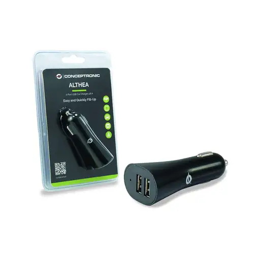 Conceptronic Cargador de coche USB de 2 puertos de 4,2 A