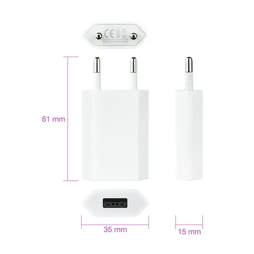 Nanocable MINI CARGADOR USB PARA IPOD IPHONE,5V-1A, BLANCO