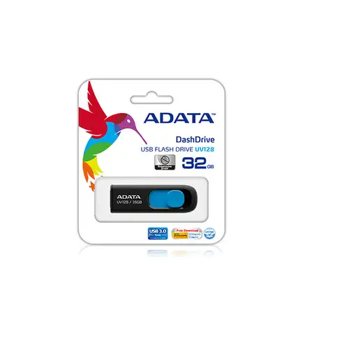 ADATA DashDrive UV128 128GB unidad flash USB USB tipo A 3.2 Gen 1 (3.1 Gen 1) Negr