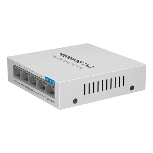 Keenetic Switch Gigabit de 5 puertos con 4 puertos PoE+ y asignación de energía de