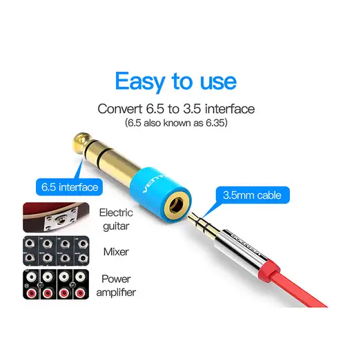 Vention Adaptador Jack VAB-S01-L/ Jack 6.5 Macho - Jack 3.5 Hembra/ Azul